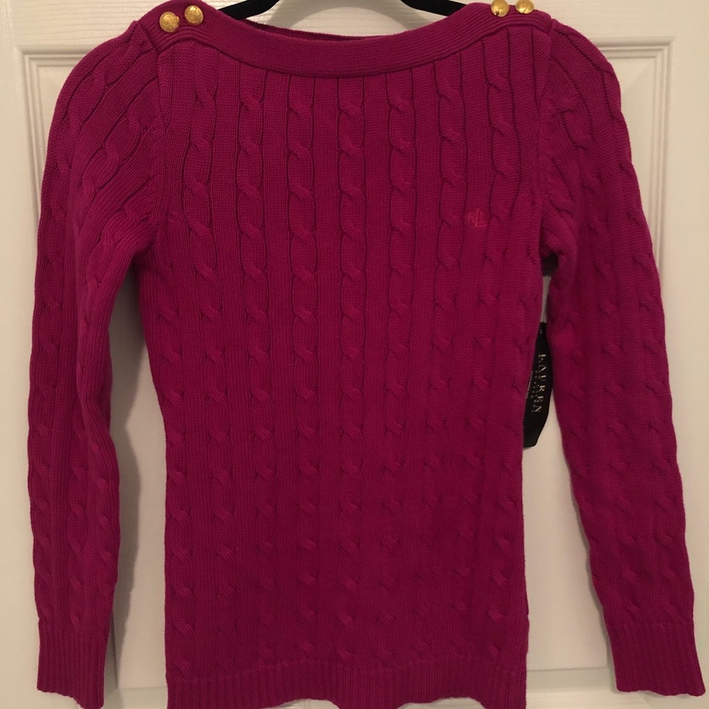 Ralph Lauren XS Petite Cable Knit Sweater - Pink